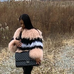 A beautiful three tone Mongolian Lamb fur coat